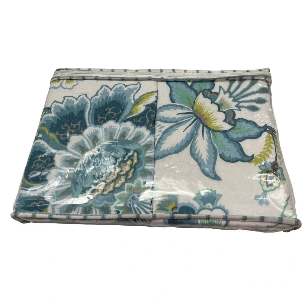 Winslow Standard Quilted Pillow Shams Blue Green Floral 20